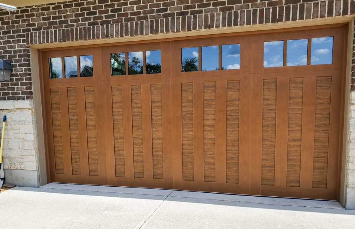 Image of a newly installed custom garage door in Punta Gorda, FL, showcasing modern design and expert craftsmanship.