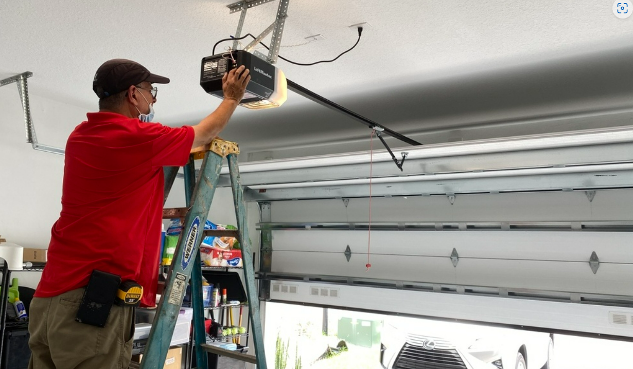 Technician providing local garage door repair services in Punta Gorda, FL, ensuring smooth operation and safety.